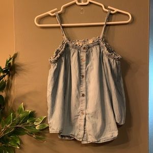 Denim off the shoulder blouse